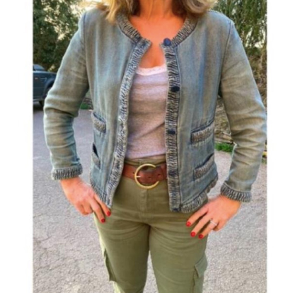 Chanel Demin Jacket Blazer 38 6 Versailles Line013